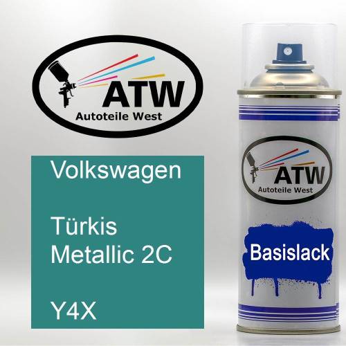 Volkswagen, Türkis Metallic 2C, Y4X: 400ml Sprühdose, von ATW Autoteile West.